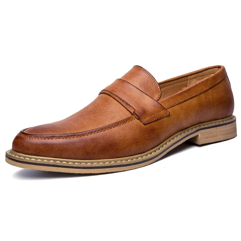 Autumn Men'S Formal Leather Shoes, Business Leather Shoes, British Pointed Toe Cuffed Men'S Leather Shoes