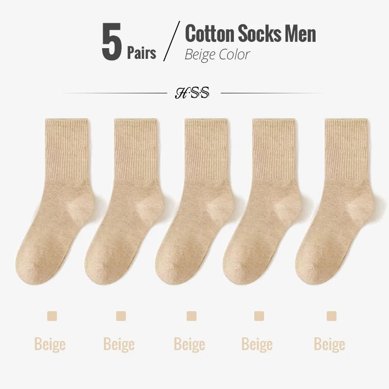 5/10 Pairs 95% Combed Cotton Socks Men Business Dress Long Socks Soft Breathable Spring Summer Colorful Sock for Man 5Pairs/Lot