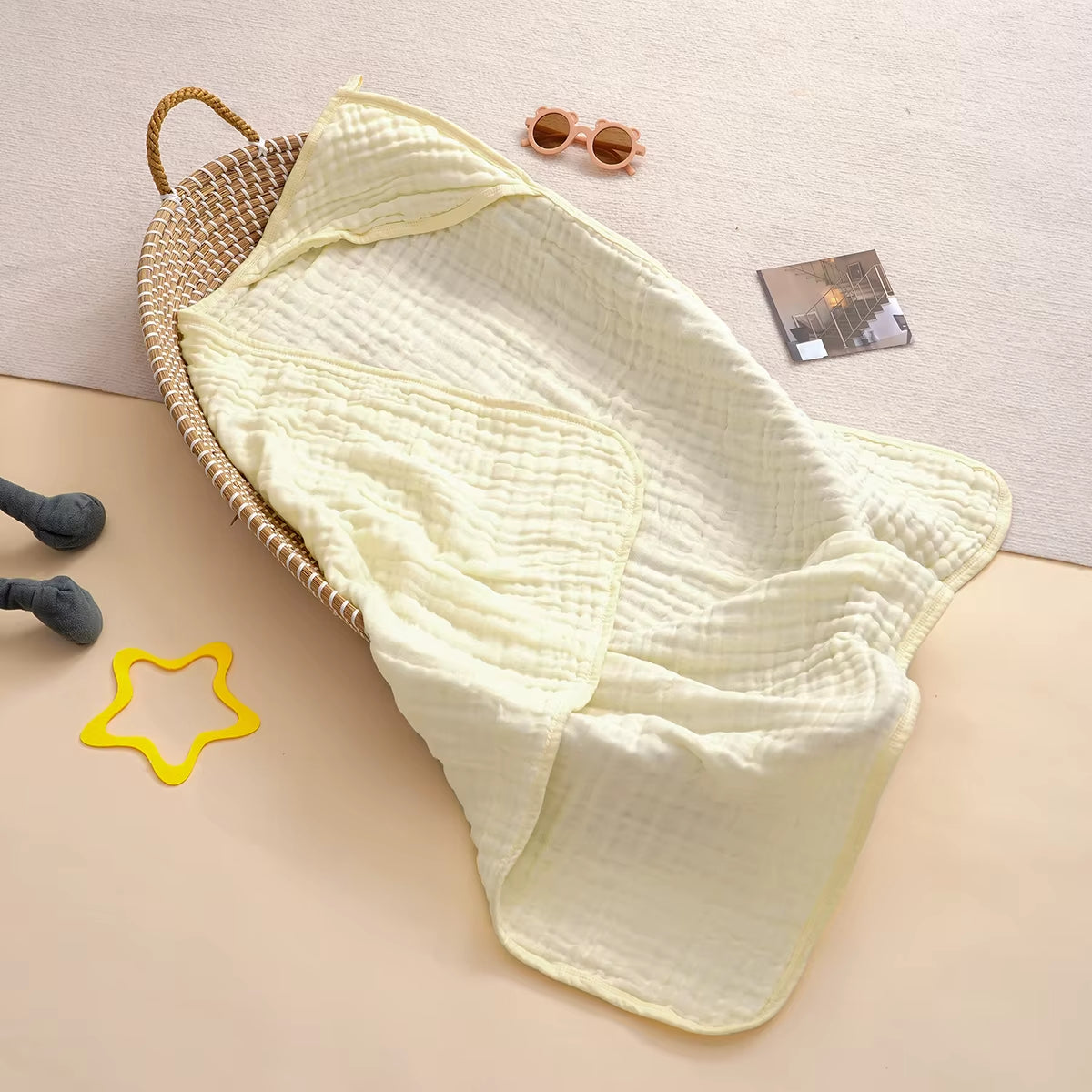 1Pc 100% Cotton Baby Hooded Bath Towel Gauze Soft Newborn Baby Swaddle Blankets Infant Wrap Receiving Blanket Toddler Bathrobe