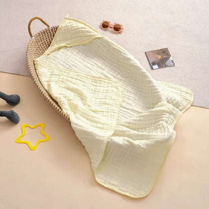 1Pc 100% Cotton Baby Hooded Bath Towel Gauze Soft Newborn Baby Swaddle Blankets Infant Wrap Receiving Blanket Toddler Bathrobe