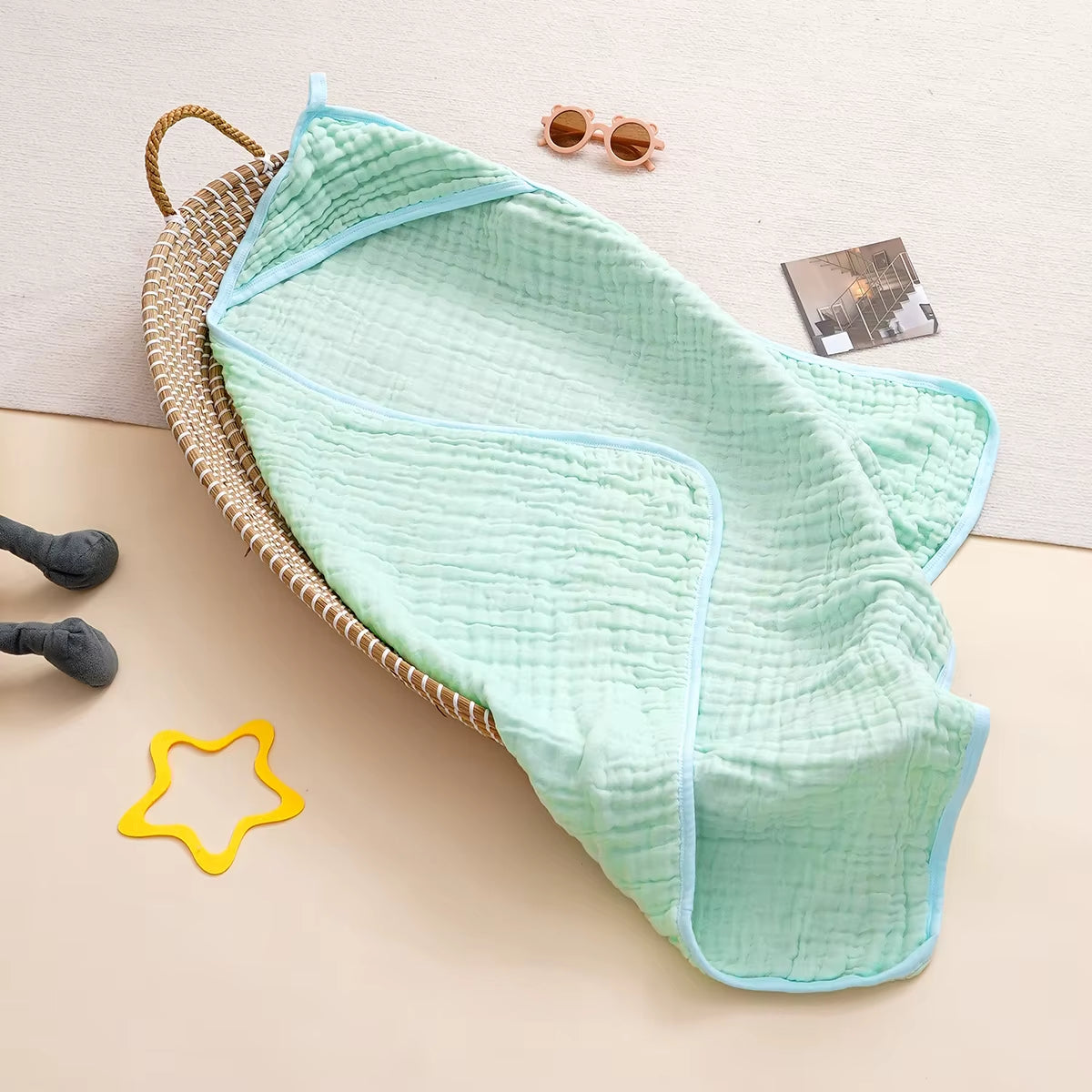 1Pc 100% Cotton Baby Hooded Bath Towel Gauze Soft Newborn Baby Swaddle Blankets Infant Wrap Receiving Blanket Toddler Bathrobe