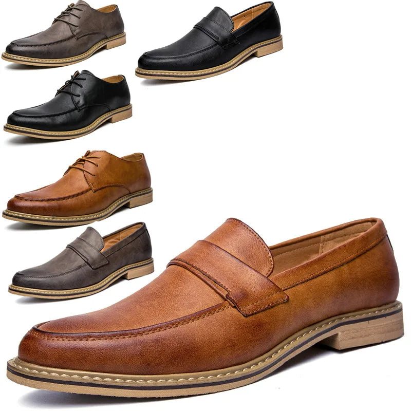 Autumn Men'S Formal Leather Shoes, Business Leather Shoes, British Pointed Toe Cuffed Men'S Leather Shoes
