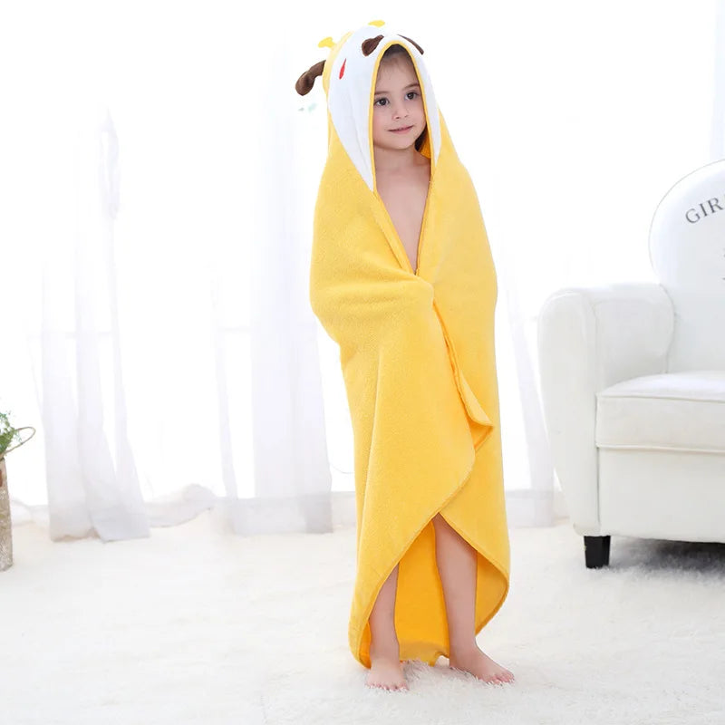 Kids Beach Towel Infant 100% Cotton Bathrobe Baby Boys Girls Spring Animal Hooded Bath Towel 90*90Cm Children Cartoon Blanket