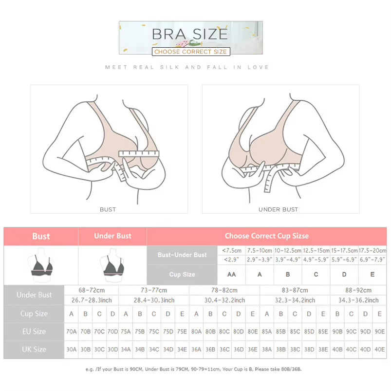 French 100% Mulberry Silk Bra Underwear Sexy Lace Spring and Summer Padded Wireless Seamless Female Everyday