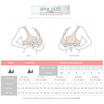 French 100% Mulberry Silk Bra Underwear Sexy Lace Spring and Summer Padded Wireless Seamless Female Everyday