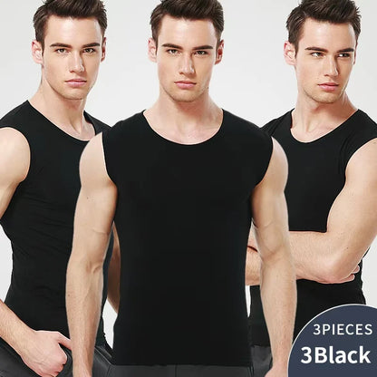1/3/5 Pcs Men'S Cotton Sleeveless Thin Vest Young Men'S Wide-Shouldered Sports Fitness Slim Vest Thin Joker Tight Vest Breathabl