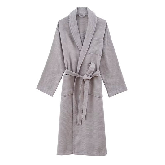100%Cotton Waffle Kimono Robes Unisex Lovers Soft Bath Robe Menwomen Nightrobe Sleepwear Male Casual Home Bathrobe