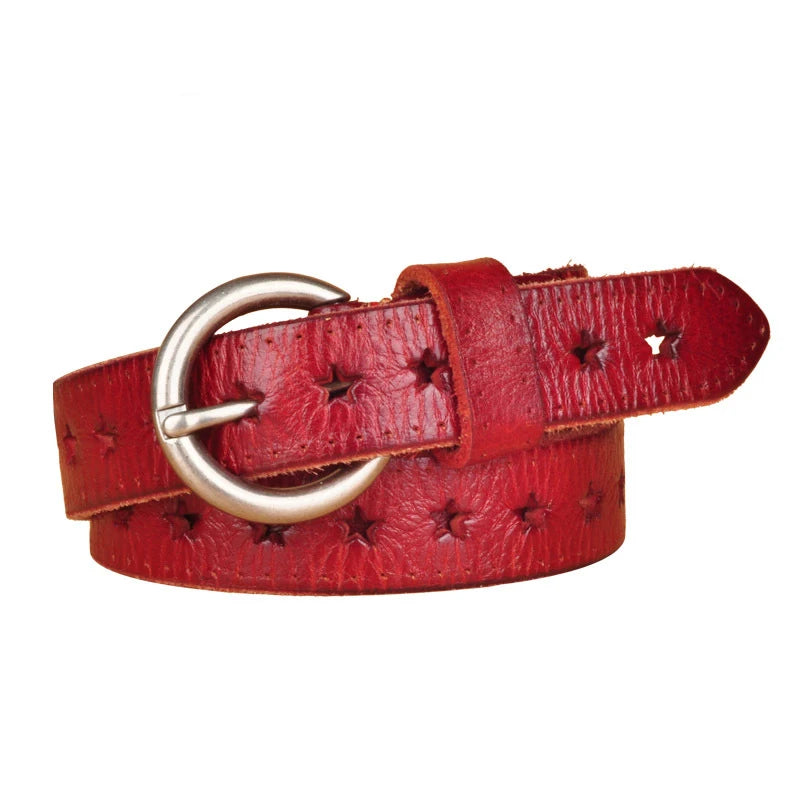2.3CM Fashion Women Belt Brand Designer Luxury Full Grain Leather Belt Genuine Leather Cowskin Hollow Out Popular Ladies Belt