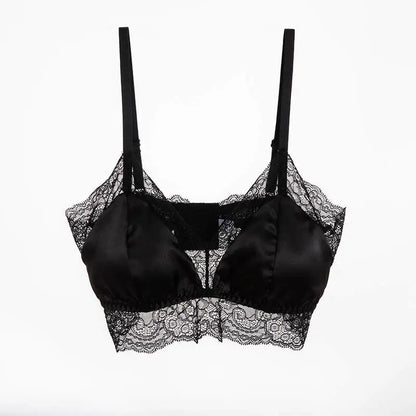 French 100% Mulberry Silk Bra Underwear Sexy Lace Spring and Summer Padded Wireless Seamless Female Everyday