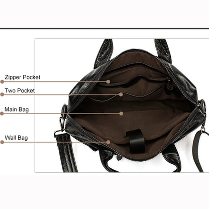 Stylish MVA Men's Genuine Leather Shoulder Bag - Versatile Messenger Tote for 14" Laptops