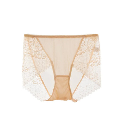 Black Lace Silk Underwear Women 100% Silk Briefs Lace Sexy Comfort Bag Hip Seamless Waist Briefs