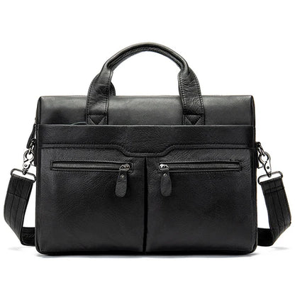 Stylish MVA Men's Genuine Leather Shoulder Bag - Versatile Messenger Tote for 14" Laptops