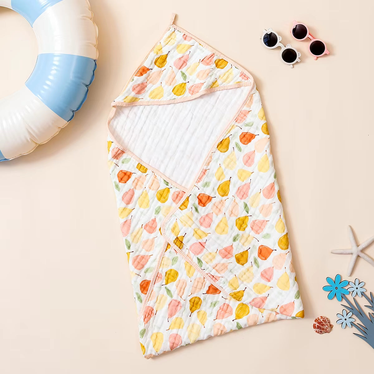 1Pc 100% Cotton Baby Hooded Bath Towel Gauze Soft Newborn Baby Swaddle Blankets Infant Wrap Receiving Blanket Toddler Bathrobe