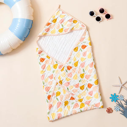 1Pc 100% Cotton Baby Hooded Bath Towel Gauze Soft Newborn Baby Swaddle Blankets Infant Wrap Receiving Blanket Toddler Bathrobe