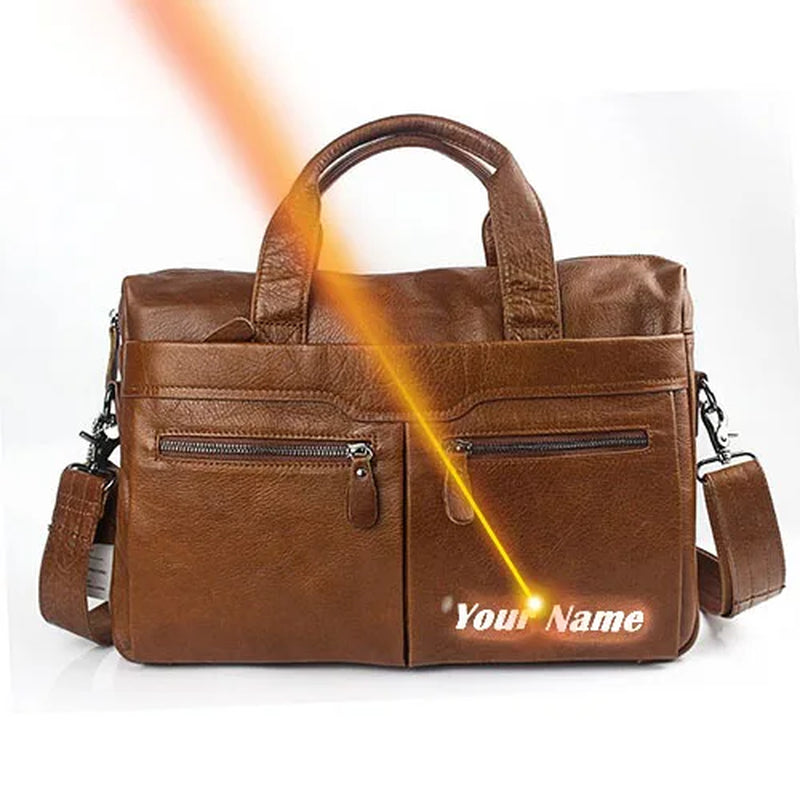 Stylish MVA Men's Genuine Leather Shoulder Bag - Versatile Messenger Tote for 14" Laptops