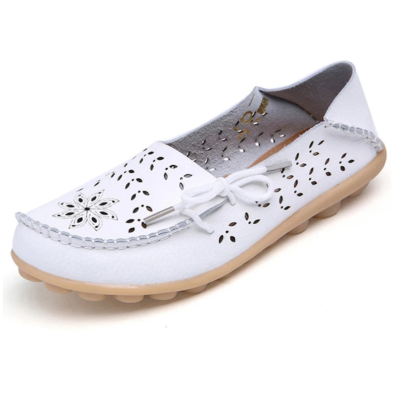 Women Flat Soft Genuine Leather Shoes Woman Loafers Slip on Driver Mocassin Femme Breathable Summer Flats Women Leather Shoes