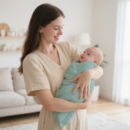 1Pc 100% Cotton Baby Hooded Bath Towel Gauze Soft Newborn Baby Swaddle Blankets Infant Wrap Receiving Blanket Toddler Bathrobe