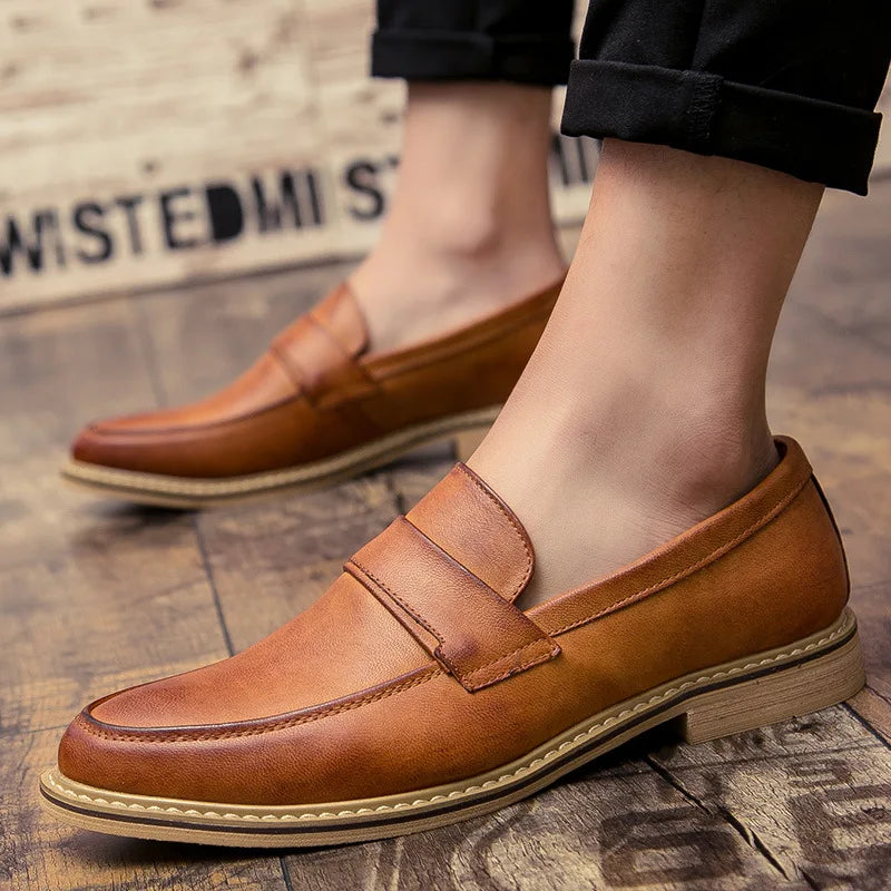Autumn Men'S Formal Leather Shoes, Business Leather Shoes, British Pointed Toe Cuffed Men'S Leather Shoes