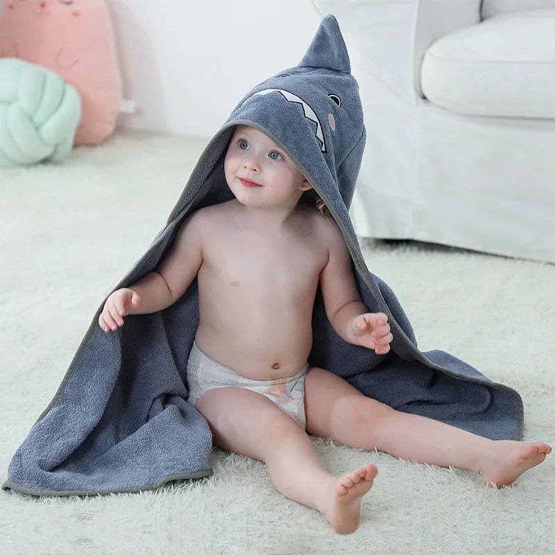 Kids Beach Towel Infant 100% Cotton Bathrobe Baby Boys Girls Spring Animal Hooded Bath Towel 90*90Cm Children Cartoon Blanket