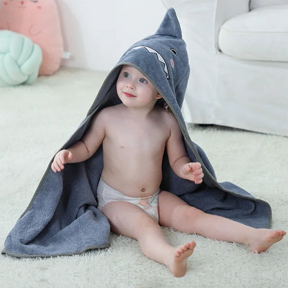 Kids Beach Towel Infant 100% Cotton Bathrobe Baby Boys Girls Spring Animal Hooded Bath Towel 90*90Cm Children Cartoon Blanket