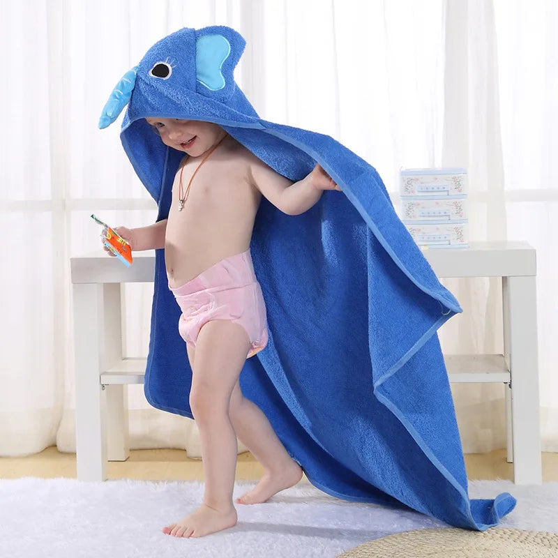 Kids Beach Towel Infant 100% Cotton Bathrobe Baby Boys Girls Spring Animal Hooded Bath Towel 90*90Cm Children Cartoon Blanket
