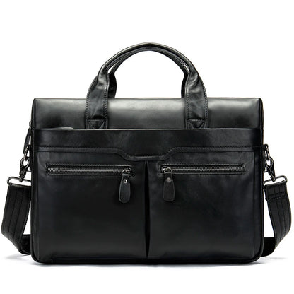 Stylish MVA Men's Genuine Leather Shoulder Bag - Versatile Messenger Tote for 14" Laptops