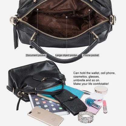 Fashion Women Tote Bag 100% Genuine Leather Handbags Female Boston Charm Messenger Crossbody Purse Luxury Shoulder Bags
