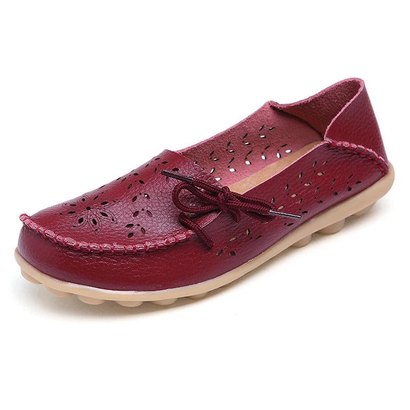 Women Flat Soft Genuine Leather Shoes Woman Loafers Slip on Driver Mocassin Femme Breathable Summer Flats Women Leather Shoes