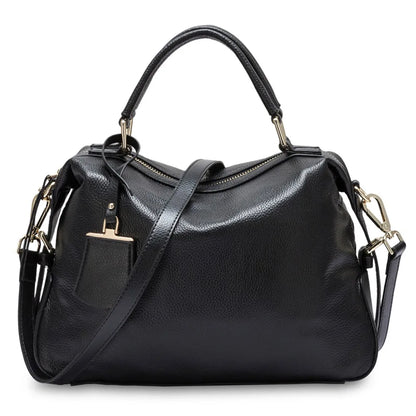 Fashion Women Tote Bag 100% Genuine Leather Handbags Female Boston Charm Messenger Crossbody Purse Luxury Shoulder Bags