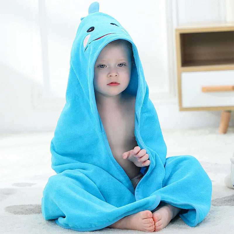 Kids Beach Towel Infant 100% Cotton Bathrobe Baby Boys Girls Spring Animal Hooded Bath Towel 90*90Cm Children Cartoon Blanket