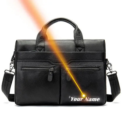Stylish MVA Men's Genuine Leather Shoulder Bag - Versatile Messenger Tote for 14" Laptops