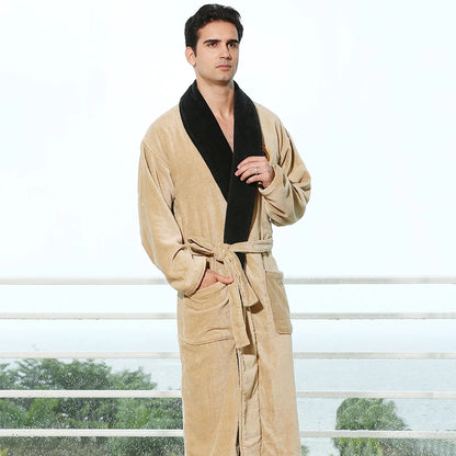 Bathrobe 100% Cotton Cut Velvet Towel Material Thickening Increase Hotel Yukata Men'S Winter Pyjamas Beauty Salon Nightgown