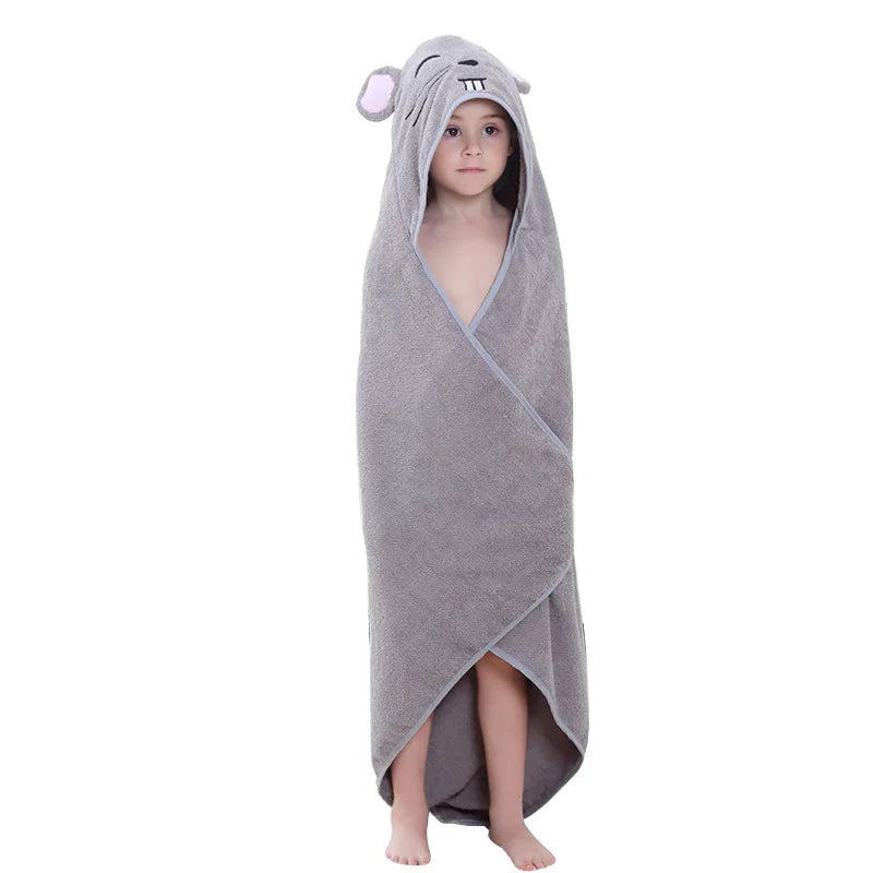 Kids Beach Towel Infant 100% Cotton Bathrobe Baby Boys Girls Spring Animal Hooded Bath Towel 90*90Cm Children Cartoon Blanket
