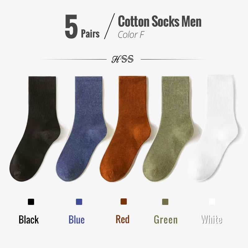 5/10 Pairs 95% Combed Cotton Socks Men Business Dress Long Socks Soft Breathable Spring Summer Colorful Sock for Man 5Pairs/Lot