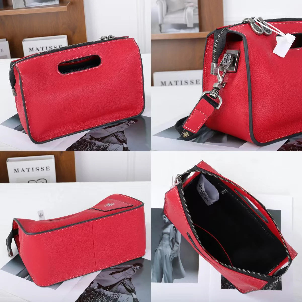 Chic Women's Soft Cow Leather Tote Bag - Spacious Crossbody Handbag with Zipper Closure for Everyday Elegance