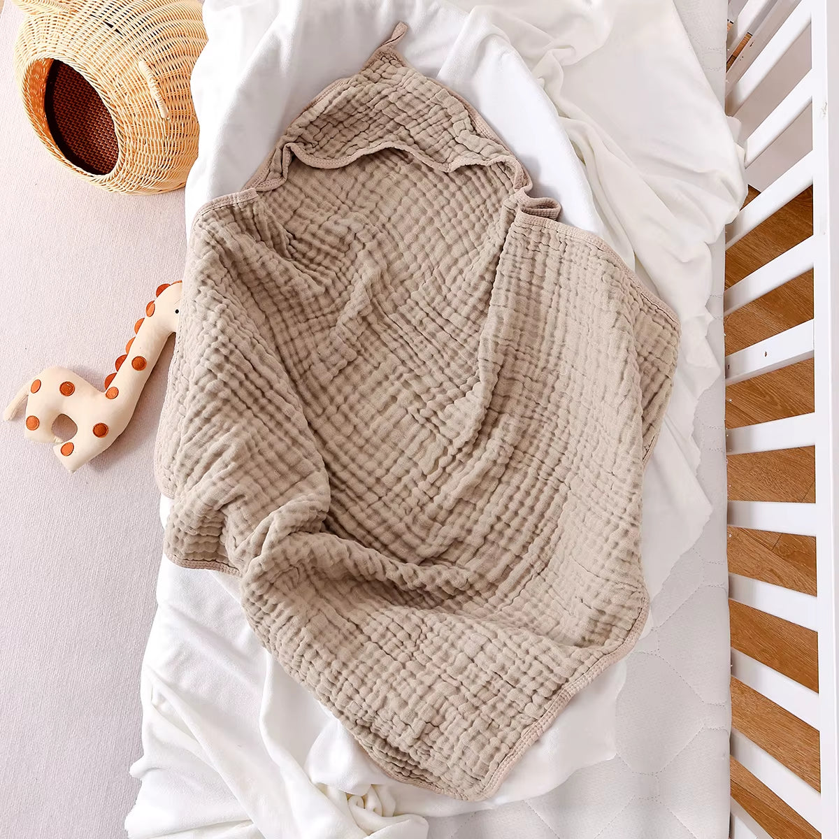 1Pc 100% Cotton Baby Hooded Bath Towel Gauze Soft Newborn Baby Swaddle Blankets Infant Wrap Receiving Blanket Toddler Bathrobe