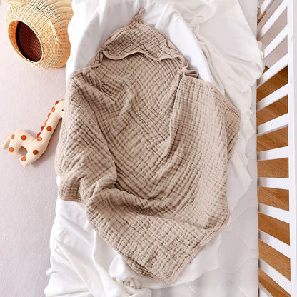 1Pc 100% Cotton Baby Hooded Bath Towel Gauze Soft Newborn Baby Swaddle Blankets Infant Wrap Receiving Blanket Toddler Bathrobe