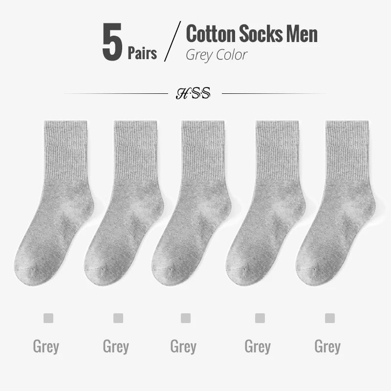 5/10 Pairs 95% Combed Cotton Socks Men Business Dress Long Socks Soft Breathable Spring Summer Colorful Sock for Man 5Pairs/Lot