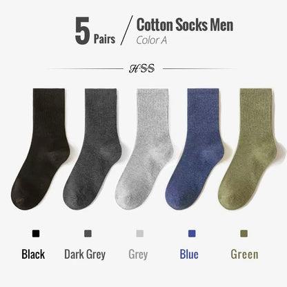 5/10 Pairs 95% Combed Cotton Socks Men Business Dress Long Socks Soft Breathable Spring Summer Colorful Sock for Man 5Pairs/Lot