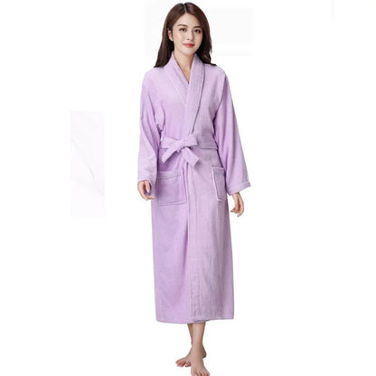 100% Cotton Toweling Terry Extra Long Robe Lovers Soft Bath Robe Men and Women Nightrobe Sleepwear Male Casual Home Bathrobe