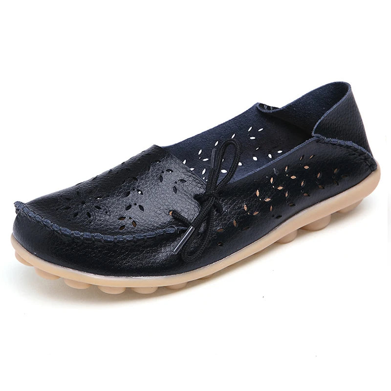 Women Flat Soft Genuine Leather Shoes Woman Loafers Slip on Driver Mocassin Femme Breathable Summer Flats Women Leather Shoes