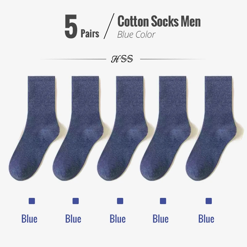 5/10 Pairs 95% Combed Cotton Socks Men Business Dress Long Socks Soft Breathable Spring Summer Colorful Sock for Man 5Pairs/Lot