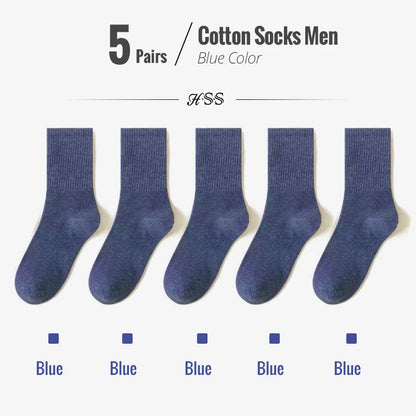 5/10 Pairs 95% Combed Cotton Socks Men Business Dress Long Socks Soft Breathable Spring Summer Colorful Sock for Man 5Pairs/Lot