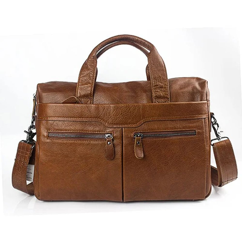 Stylish MVA Men's Genuine Leather Shoulder Bag - Versatile Messenger Tote for 14" Laptops