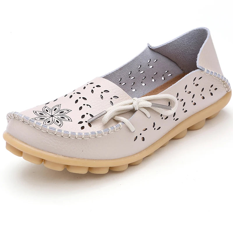 Women Flat Soft Genuine Leather Shoes Woman Loafers Slip on Driver Mocassin Femme Breathable Summer Flats Women Leather Shoes