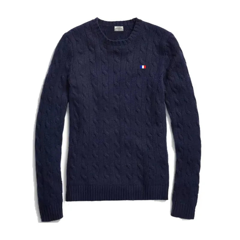 Brand Women'S Clothing 2022 Early Loose O-Neck Knitted Sweater Cable Knitted Sweater 100% Cotton RL8519