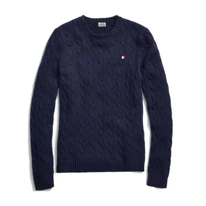 Brand Women'S Clothing 2022 Early Loose O-Neck Knitted Sweater Cable Knitted Sweater 100% Cotton RL8519
