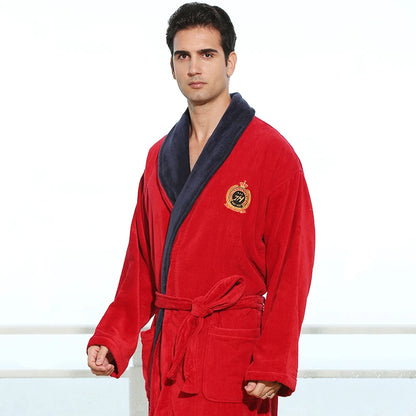 Bathrobe 100% Cotton Cut Velvet Towel Material Thickening Increase Hotel Yukata Men'S Winter Pyjamas Beauty Salon Nightgown