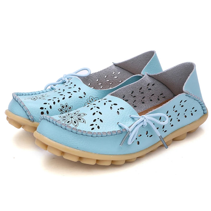 Women Flat Soft Genuine Leather Shoes Woman Loafers Slip on Driver Mocassin Femme Breathable Summer Flats Women Leather Shoes