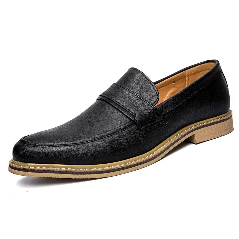 Autumn Men'S Formal Leather Shoes, Business Leather Shoes, British Pointed Toe Cuffed Men'S Leather Shoes